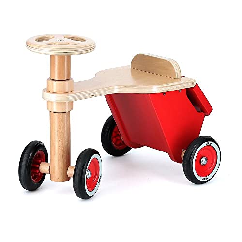 Vilac Wooden Ride On Tricycle, Postman Style, Inspire Imaginative Play, Red, 48 x 36 x 33 cm, 18 Months+