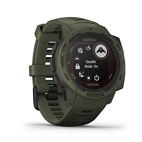 Garmin Instinct Solar Tactical, Solar-powered Rugged Outdoor Smartwatch with Tactical Features, Built-in Sports Apps and Health Monitoring, Moss Green