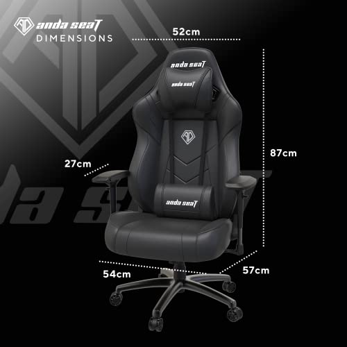 Anda Seat Dark Demon Pro Ergonomic Gaming Chair, Comfy Office Desk Chairs, Reclining Video Game Gamer Chair, Neck & Lumbar Back Support, Large Premium PVC Leather Black Gaming Chair for Adults