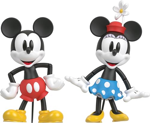 Disney 100 Collectible Action Figures Mickey and Minnie Mouse, Posable Characters, Swappable Head & Hands, Soft Good Elements