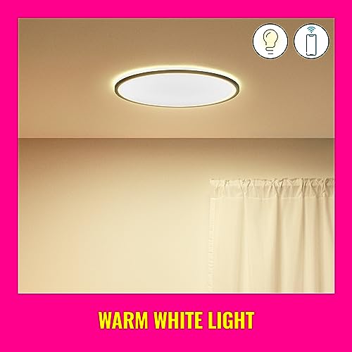WiZ Tunable White Superslim Smart Connected WiFi Ceiling Mounted Light [Black - 22W] Cool to Warm White Light, App Control for Home Indoor Lighting, Livingroom, Bedroom.