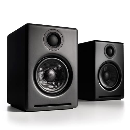 Audioengine A2+ Wireless Bluetooth Computer Speakers - 60W Bluetooth Speaker System for Home, Studio, Gaming with aptX | Wireless and Streaming Audio System (Black, Pair)
