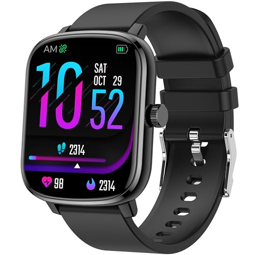 Popglory Smart Watch for Women Men Kids, 1.69" Smartwatch, 48mm Fitness Tracker Watch with Blood Pressure and Heart Rate Monitor 100+ Sports Waterproof Fitness Watch, Long Standby for Android iOS