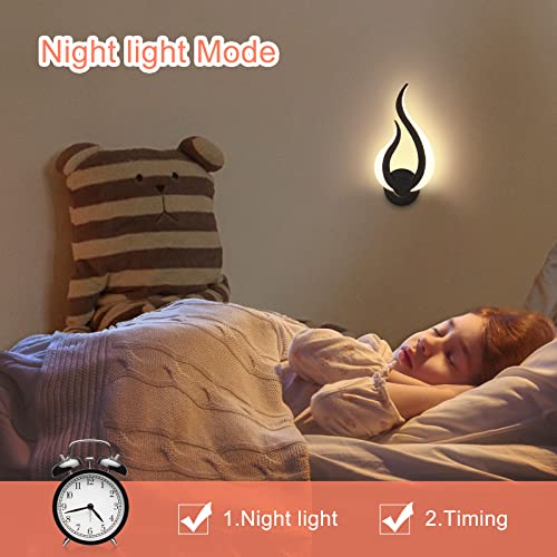Lightess Smart Acrylic Wall Light 2.4G Remote/App Control Stepless Dimming Led Wall Light 2700k-6500k Color Temp Adjustable Wall Lamp with Memory Timer Function for Bedroom Living Room - Black Right