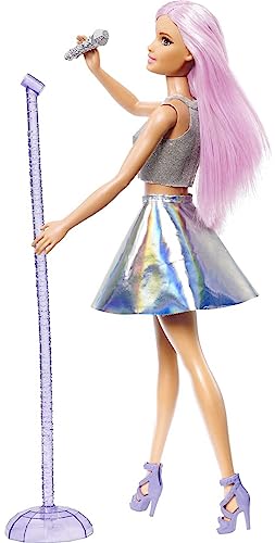 Barbie You Can Be Anything Doll, Pop Star Barbie Doll with Long Pink Hair and Brown Eyes, Toy Microphone, Microphone Stand and Doll Accessories, Toys for Ages 3 and Up, One Doll, FXN98