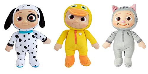 CoComelon JJ Duckie, Kitty & Puppy Plush Stuffed Animal Toys 3 Pack - 8" Plush Soft Toy Set