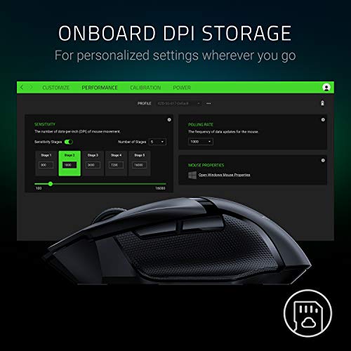 Razer Basilisk X Hyperspeed - Wireless Gaming Mouse (Hyperspeed Technology, Advanced 5G Optical Sensor and 6 Configurable Buttons, Mechanical Mouse Switches, Ultra-Long Battery Life) Black