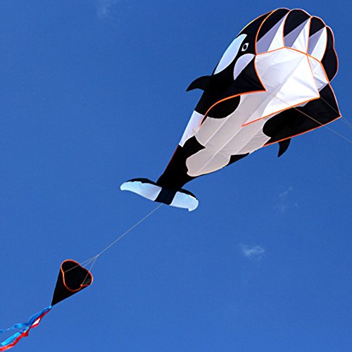 Lixada 3D children adults kites Giant frameless soft parafoil giant whale kite, single line kite Best large beach kite, 120 * 215cm, with storage bag