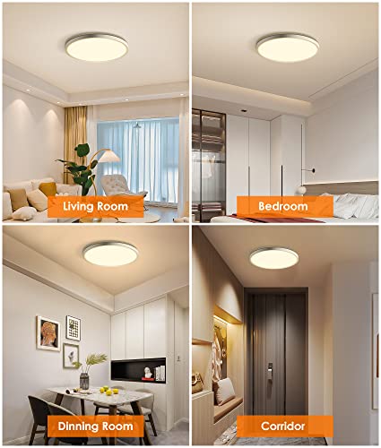 bedee 12 Inch 24W LED Ceiling Light 3000K-6500K Dimmable Ceiling Lights IP44 Bathroom Light 2880lm Flush Kitchen Lighting 2.4cm Ultra Thin Led Lights for Bedroom Livingroom Hallway Office Garage