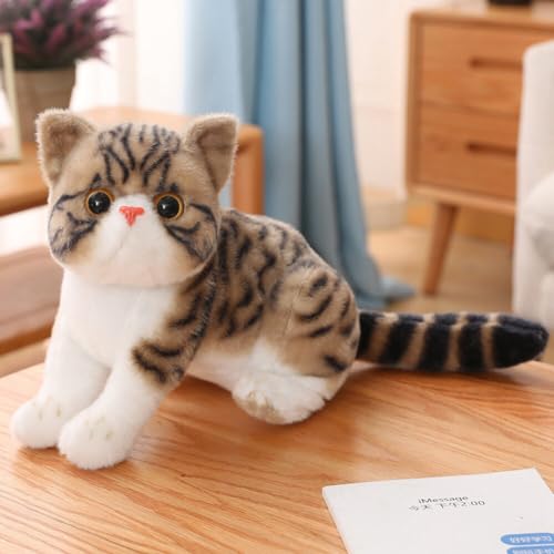 Uposao Cat Plush Soft Toys Stuffed Animal Cat Realistic Toy Cute Cat Doll Model Soft Stuffed Animal Pillow Soothing Hugging Sleeping Children Birthday Gift Boys Girls, 26cm