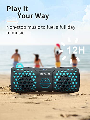HEYSONG Portable Bluetooth Speaker with 12W Stereo Sound, 2000mAh Battery, IPX7 Waterproof Wireless Speakers for Outdoor, Home, Beach, Biking, Pool, Travel
