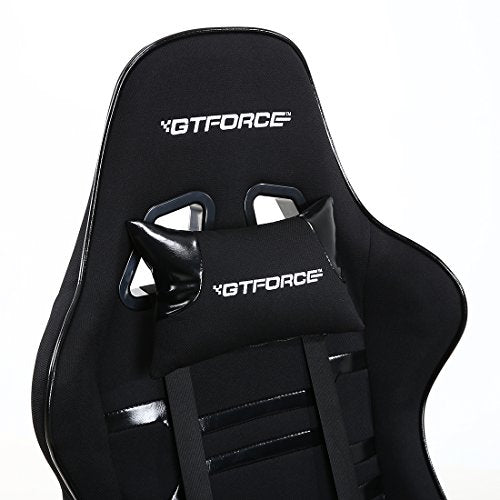 GTFORCE EVO CT RECLINING SPORTS RACING GAMING OFFICE DESK PC CAR FABRIC CHAIR (Black)