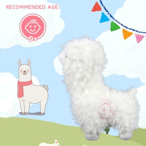 Fadcaer Alpaca Plush Toy, Soft Alpaca Stuffed Plush Toy, Cute Alpaca Plush Doll, Alpaca Plush Hugs Pillow for Home Decoration and Kids Gift (White)