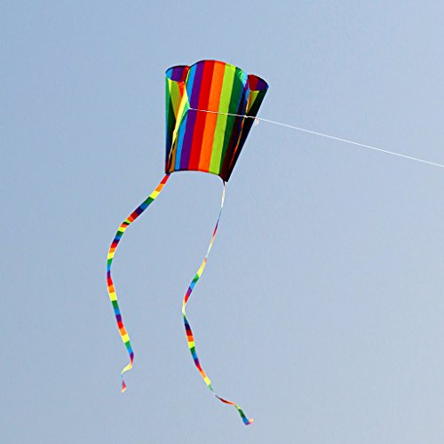 Rainbow Kite, Kids Colorful Pocket Kite Toys, Outdoor Sport Single Line Flying Kites for Children and Adult, Easy Flyer with String (Stripe)