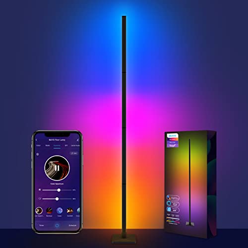 ibaye Smart LED Floor Lamp, RGB Corner Music and DIY Mode, Modern Standing Lamp with Alexa, Google Assistant WiFi APP, Color Changing Mood Lighting for Living Room, Bedroom (Black)