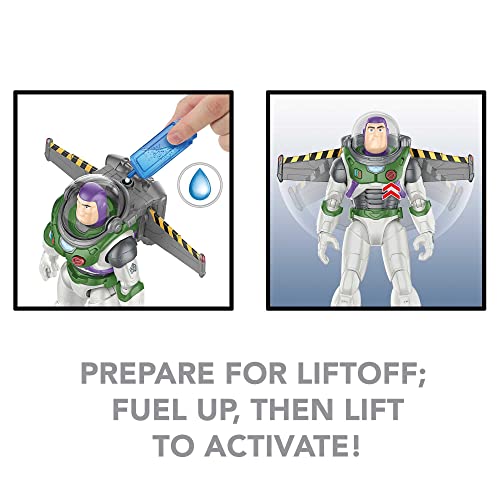 Disney and Pixar Lightyear Jetpack Liftoff Buzz Lightyear Large 12 Inch Scale Posable Action Figure, Jet Pack & Vapor Trail Exhaust, Toy 4 Years & Up