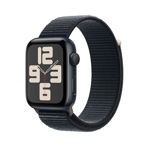 Apple Watch SE (2nd Gen, 2023) [GPS 44mm] Smartwatch with Midnight Aluminium Case with Midnight Sport Loop. Fitness & Sleep Tracker, Crash Detection, Heart Rate Monitor, Carbon Neutral