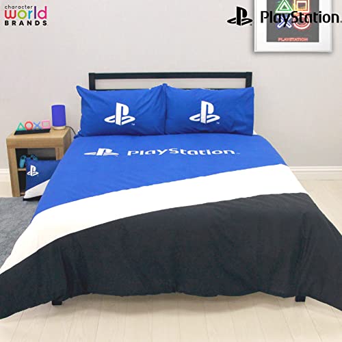 Character World PlayStation Official Double Duvet Cover Set, Banner Design | Reversible 2 Sided Bedding Cover Official Merchandise Including Matching Pillow Cases | Gaming Double Bed Set | Polycotton