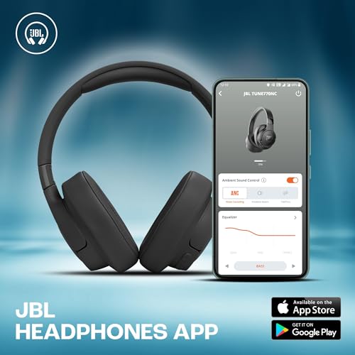 JBL Tune 770NC Wireless Over-Ear Headphones, with Adaptive Noise Cancelling, Bluetooth and 70 hours Battery Life, in Purple