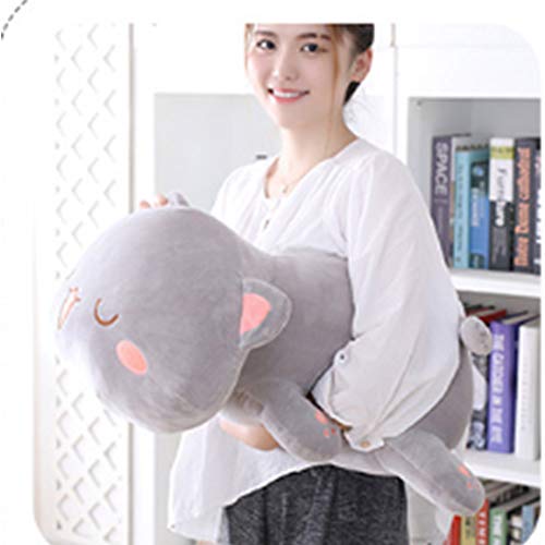 OUKEYI Cute Kitten Plush Toy Stuffed Animal Pet Kitty Soft Anime Cat Plush Pillow, Plush Cat Doll Soft Stuffed Kitten Pillow Doll Toyfor Kids Gray