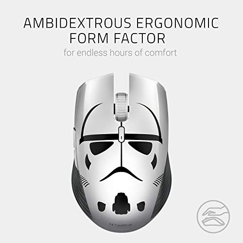 Razer Atheris Stormtrooper Ed: Ergonomic Gaming Mouse, with 350-Hour Battery Life , 7,200 Dpi Optical Sensor, 2.4 Ghz Adaptive Frequency Technology - Mercury / White