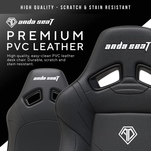 Anda Seat Dark Demon Pro Ergonomic Gaming Chair, Comfy Office Desk Chairs, Reclining Video Game Gamer Chair, Neck & Lumbar Back Support, Large Premium PVC Leather Black Gaming Chair for Adults