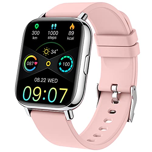 Ordtop Smart Watch, Fitness Tracker 1.69" Touch Screen Heart Rate Sleep Monitor, IP68 Waterproof Fitness Watch 24 Modes, Pedometer Activity Trackers Smartwatch for Men Women for Android iOS Pink