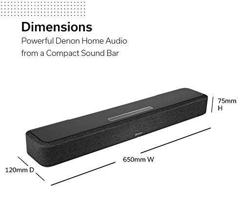 Denon Home 550 Compact Sound Bar for TV, Bluetooth Soundbar for Surround Sound System, Dolby Atmos & DTS:X, Dolby Vision, HEOS Built-In, WiFi, Airplay 2, Alexa Built-In - Black