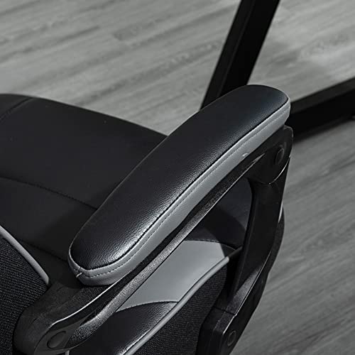 Vinsetto Racing Gaming Chair with Footrest, PU Leather Office Chair, Computer chair with Lumbar Support, Headrest, Grey