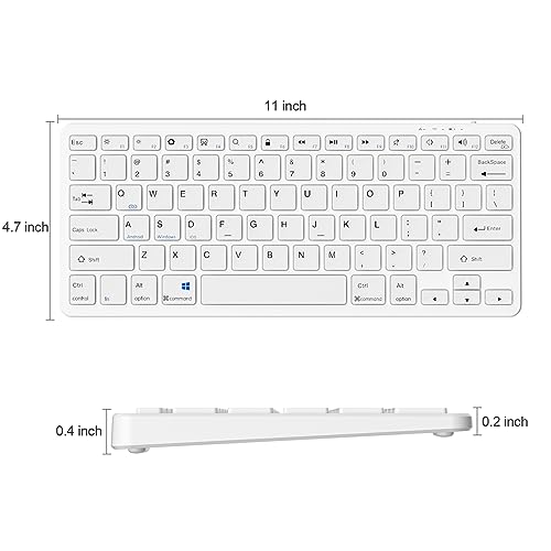 Bluetooth Keyboard Wireless Keyboard Ultra-thin Compatible with iOS/Android/Windows System Rechargeable Keyboard for iPad/Mac/iPhone/PC/Laptop/Smartphone/Tablet/Computer