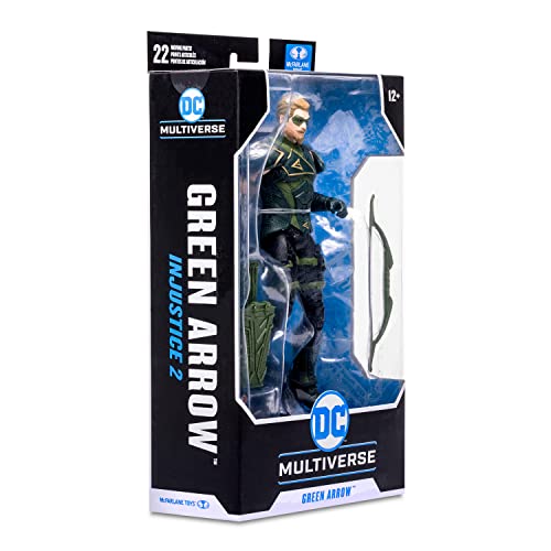 McFarlane Toys, DC Gaming 7-inch Green Arrow Action Figure with 22 Moving Parts, Collectible DC Injustice 2 Game Figure with Stand Base and Unique Collectible Character Card – Ages 12+