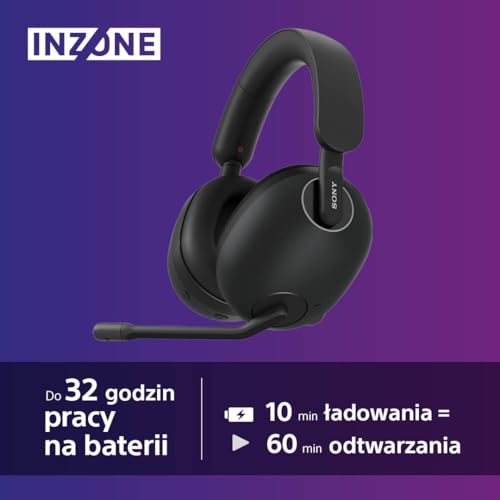 Sony INZONE H9 - Noise Cancelling Wireless Gaming Headset, 360 Spatial Sound for Gaming, Comfortable fit, 32 HR Battery Life, Low Latency, Boom Microphone, PC and PS5 Compatible - Black