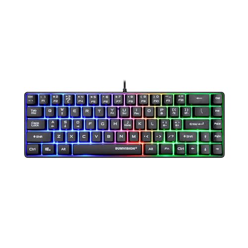 PC Gaming Keyboards SUMVISION SEEKER DESTROYER 60% Percent Pro Gaming Keyboard Wired USB Mini Compact Backlit Mechanical Feel Apple Mac Windows 11 PC PS5 Xbox Series X/S (FREE UK TECH SUPPORT)