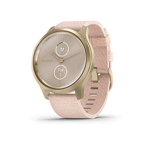 Garmin vívomove Trend, Stylish Hybrid Smartwatch with Health and Fitness functions, Real Watch Hands, Hidden Colour Touchscreen Display and up to 5 days battery life, Light Gold and Blush Pink
