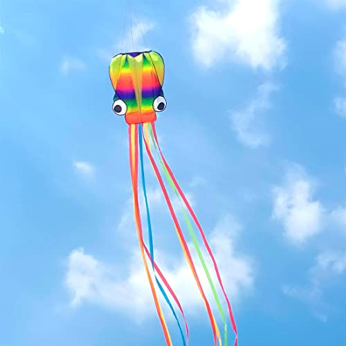 9KM DWLIFE Octopus Kite with Kite Reel Winder for Children and Adults, 5M Large Rainbow Kids Kite,Flying Toys with Long Colorful Tail for Outdoor Beach Trip