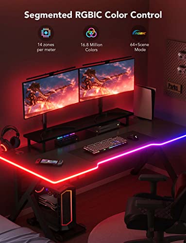 Govee RGBIC Gaming Lights, 3M Neon Rope Lights Soft Lighting for Gaming Desk, LED Strip Lights Syncing with Razer Chroma, Smart App Control, Support Cutting, Music Sync, Adapter (Only 2.4G Wi-Fi)