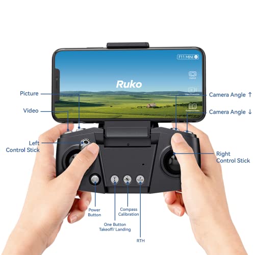 Ruko F11MINI Drone, Under 250g Drone with Camera, 2 Batteries 60 Min Flight Time, Foldable and Lightweight, 5GHz WiFi, GPS Auto Return, Follow Me Drone, Points of Interest for Beginner Adult