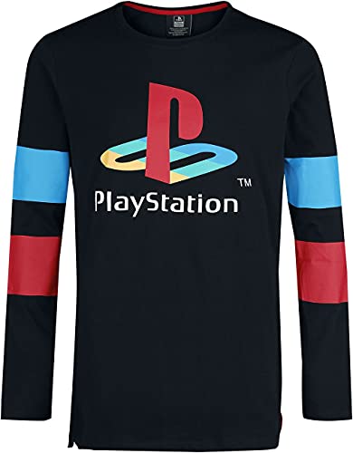 Difuzed Playstation - Logo & Arms Striped Longsleeve T-Shirt (l) Black