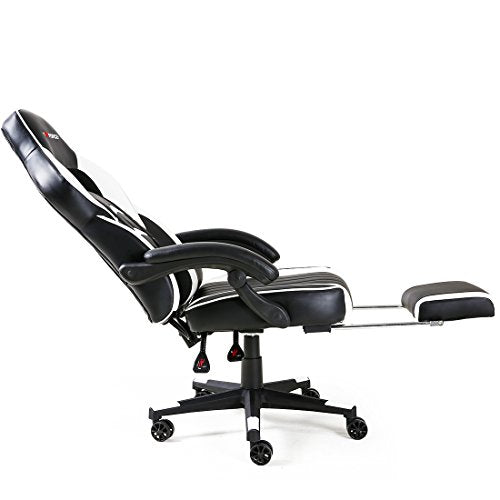 GTFORCE TURBO RECLINING SPORTS RACING GAMING OFFICE DESK PC CAR FAUX LEATHER CHAIR (White)