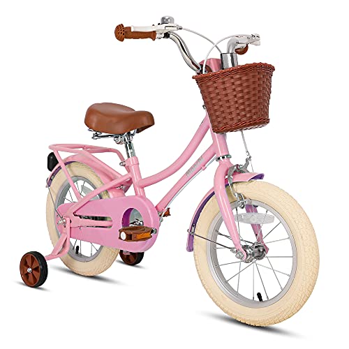 STITCH Manchi 14 Inch Kids Bike for Age 3 4 5 Girls, 14 Inch Wheel Girls Bike With Basket & Stabilisers,Pink…