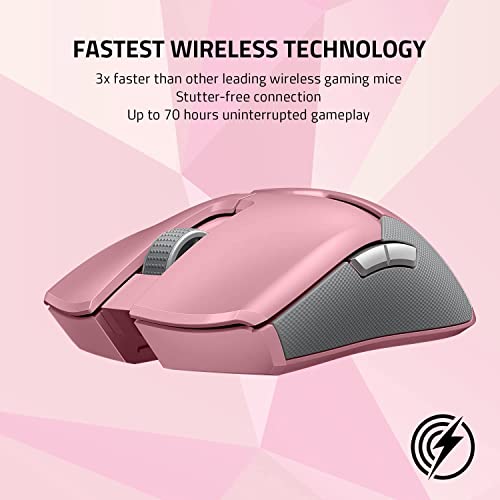 Razer Viper Ultimate with Charging Dock - Ambidextrous Esports Gaming Mouse Powered by HyperSpeed Wireless Technology (Focus+ 20K Optical Sensor, 74g Lightweight, RGB Chroma) Quartz Pink