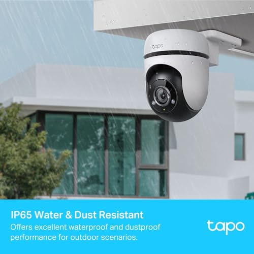 Tapo 1080p Full HD Outdoor Pan/Tilt Security Wi-Fi Camera, 360° Motion Detection, IP65 Weatherproof, Night Vision, Cloud &SD Card Storage, Works with Alexa&Google Home (Tapo C500) White