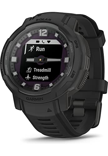 Garmin Instinct Crossover Solar Tactical Hybrid Smartwatch, 45 mm, Solar Charging, Rugged Design and Super-Luminova Hands, 70 Days Runtime, 30 Multisport Apps, GPS, Tactical Functions (Black)