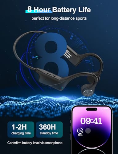 Echaar Bluetooth Headphones, Bone conduction headphones 5.3, Open-Ear Sports Earphones with Mic, Waterproof Wireless headset for Workout, Running, Gym, Hiking, Driving, Cycling