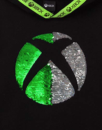 Xbox Hoodie For Boys & Girls | Kids Green Silver Game Flip Sequin Hooded Sweater | Childrens Gamers Jumper Clothing Merchandise 12-13 Years