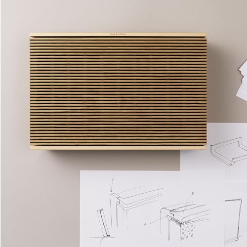 Bang & Olufsen Beosound Level - Wireless Portable WiFi and Bluetooth Speaker, Splash and Dust Resistant, First Ever Cradle to Cradle Certified Circular Speaker, Up to 16 Hours Battery - Gold Tone/Wood