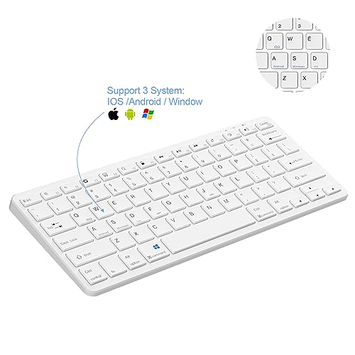 Bluetooth Keyboard Wireless Keyboard Ultra-thin Compatible with iOS/Android/Windows System Rechargeable Keyboard for iPad/Mac/iPhone/PC/Laptop/Smartphone/Tablet/Computer