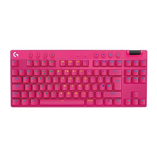 Logitech G PRO X TKL LIGHTSPEED Wireless Gaming Keyboard, Ultra Portable Tenkeyless Design, LIGHTSYNC RGB, Tactile Switches (GX Brown), QWERTY UK English Layout, Magenta