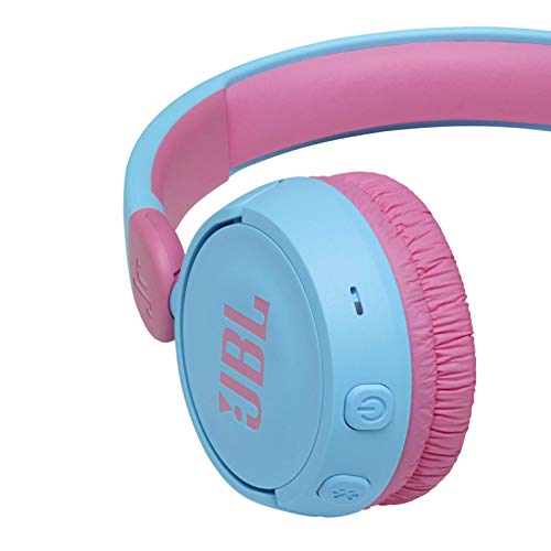 JBL Jr 310BT - Children's over-ear headphones with Bluetooth and built-in microphone, in blue and pink