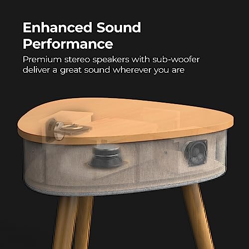 i-box Smart Home, Wireless Charging Table, Bluetooth Speaker, Wireless Charger, USB Charging Station, 20w Stereo Speakers, Subwoofer, Smart Coffee Table with Wireless Charging, Smart Devices (Oak)